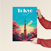 Tokyo Japan – Neon Skyline & Cherry Blossoms Poster